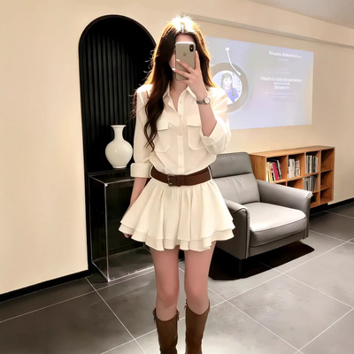 【山茶白茉莉】越素越爱留白衬衫立裁衬衫裙女设计感连衣裙短裙