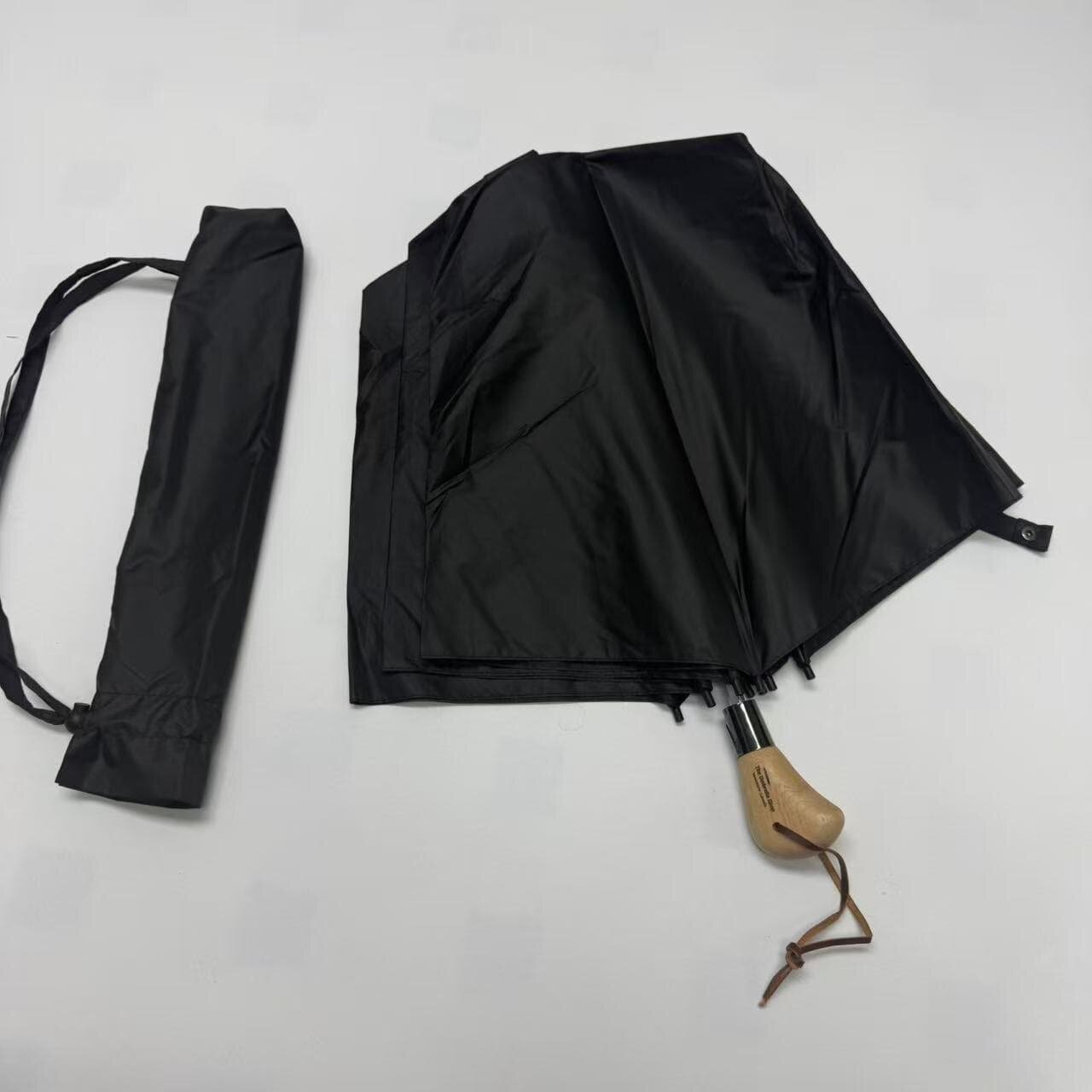 实木手柄半自动二折大伞 透明防晒涂层晴雨两用商务折叠防晒伞