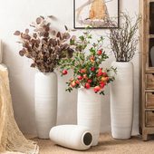 极简北欧风落地台面纯色创意日式 景德镇 干花水培花瓶摆件陶瓷套装