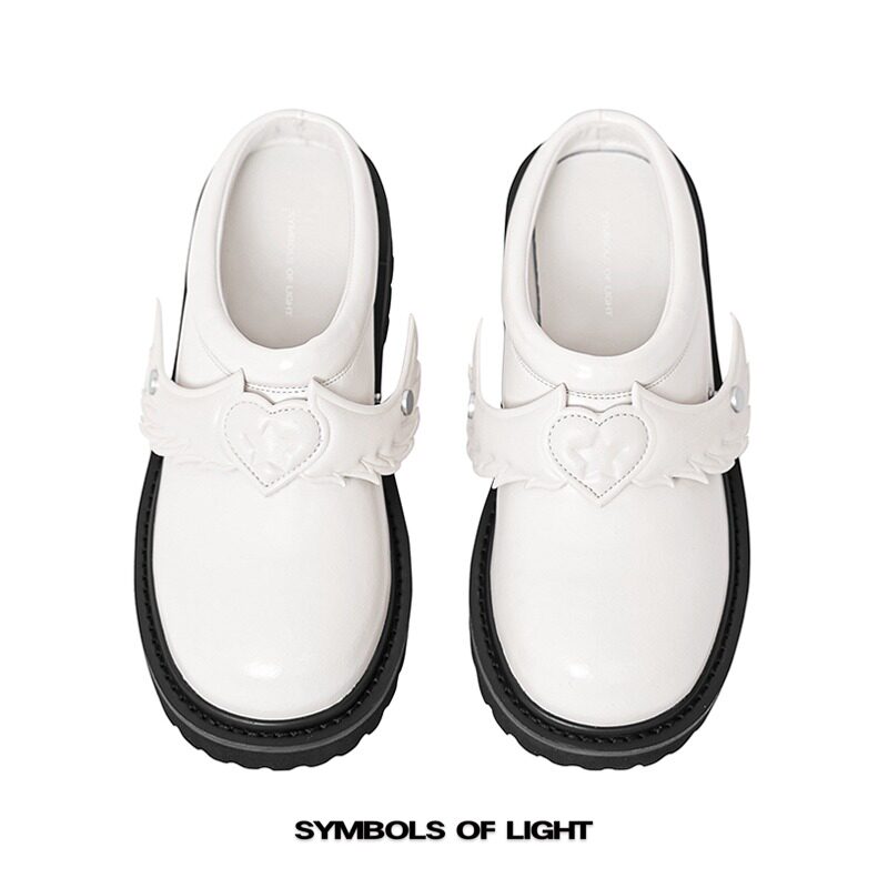 SYMBOLS OF LIGHT翅膀包头拖鞋爱心厚底男女一脚蹬真皮德比穆勒鞋