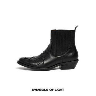 SYMBOLS OF LIGHT小牛皮短靴 刺绣星迹切尔西靴 小众休闲男女皮靴