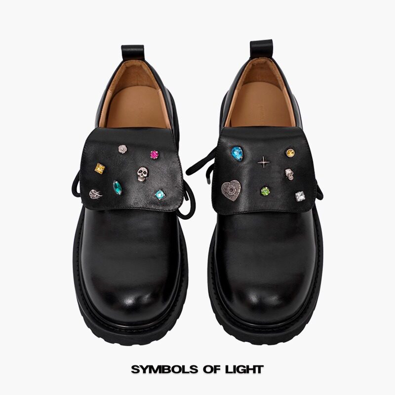 钻面皮鞋五金德比鞋百搭