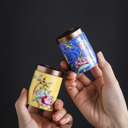 珐琅彩陶瓷密封茶叶罐伴手礼