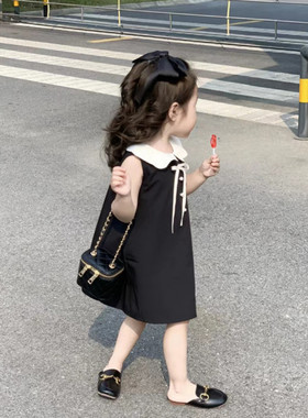 米素童装2023夏季新款小香风气质宝宝连衣裙简约甜美蝴蝶结女童裙