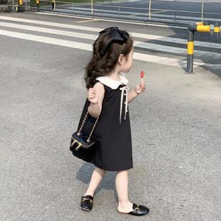 米素童装2023夏季新款小香风气质宝宝连衣裙简约甜美蝴蝶结女童裙