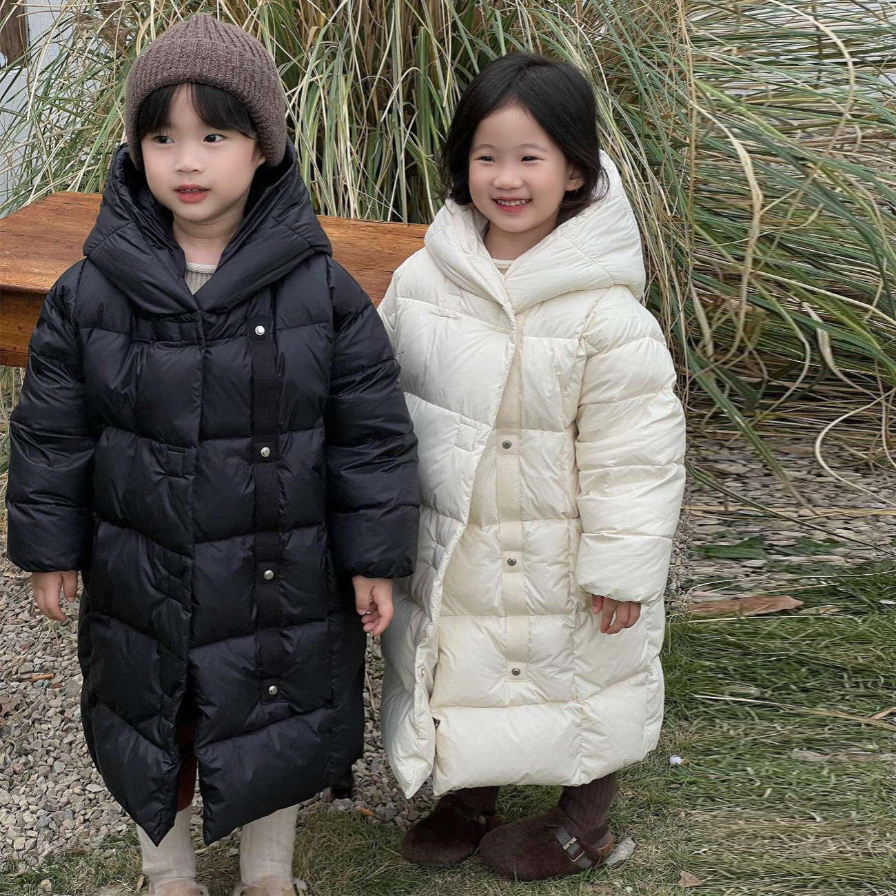 儿童冬季新款90白鸭绒长款过膝连帽羽绒服加厚保暖洋气男女童外套