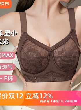 大胸显小兔耳防走光内衣薄款透气蕾丝五排扣全罩杯EF上托侧收文胸