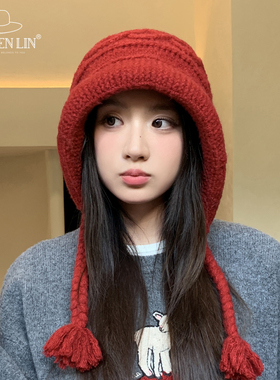可爱学生针织毛线帽子