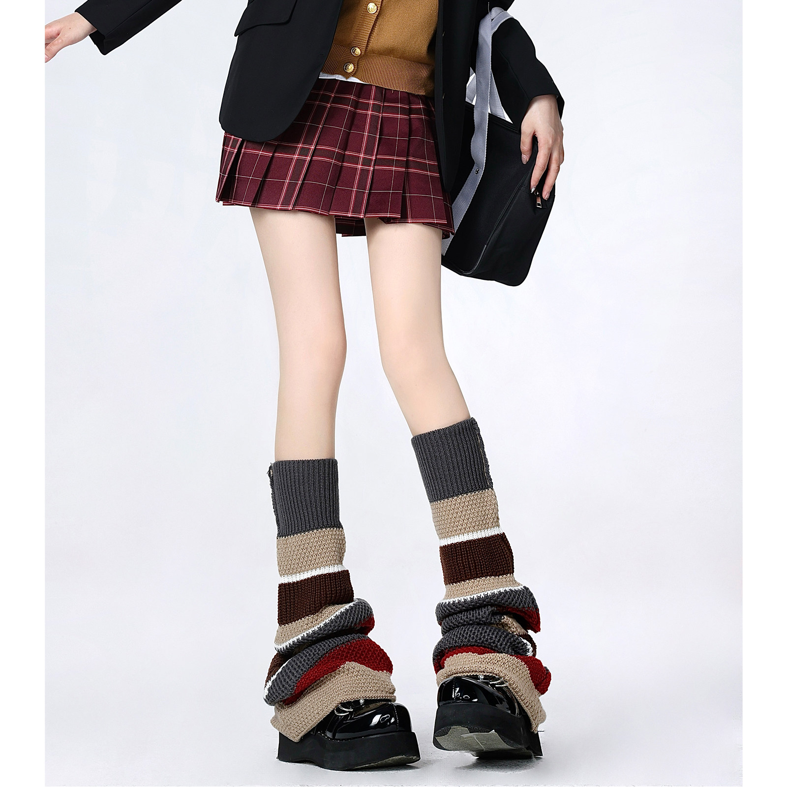 学院风复古日系jk条纹长筒针织腿套y2k堆堆袜撞色小腿袜套女秋冬,女士内衣/男士内衣/家居服,中筒袜,淘宝优惠券,粉丝福利购,淘宝优惠卷
