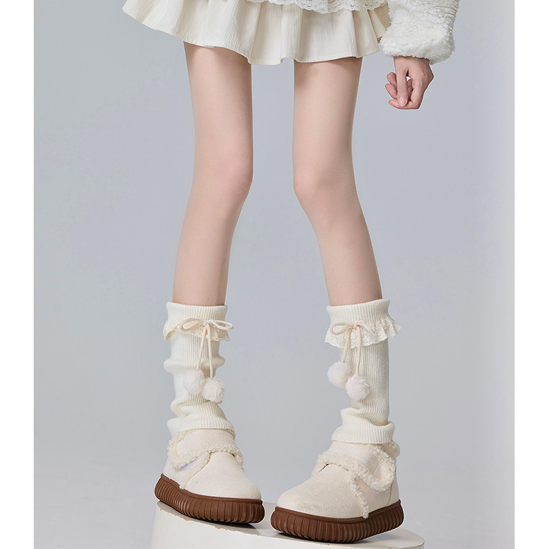 奶白堆堆袜秋冬复古可爱中筒袜蕾丝花边毛球lolita针织雪地袜套,女士内衣/男士内衣/家居服,中筒袜,淘宝优惠券,粉丝福利购,淘宝优惠卷
