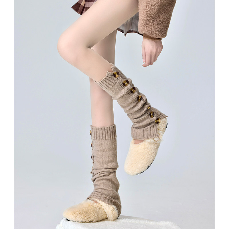 jk纽扣袜套秋冬开叉针织堆堆袜女日系学生棕色复古百搭少女褶皱辣,女士内衣/男士内衣/家居服,中筒袜,淘宝优惠券,粉丝福利购,淘宝优惠卷