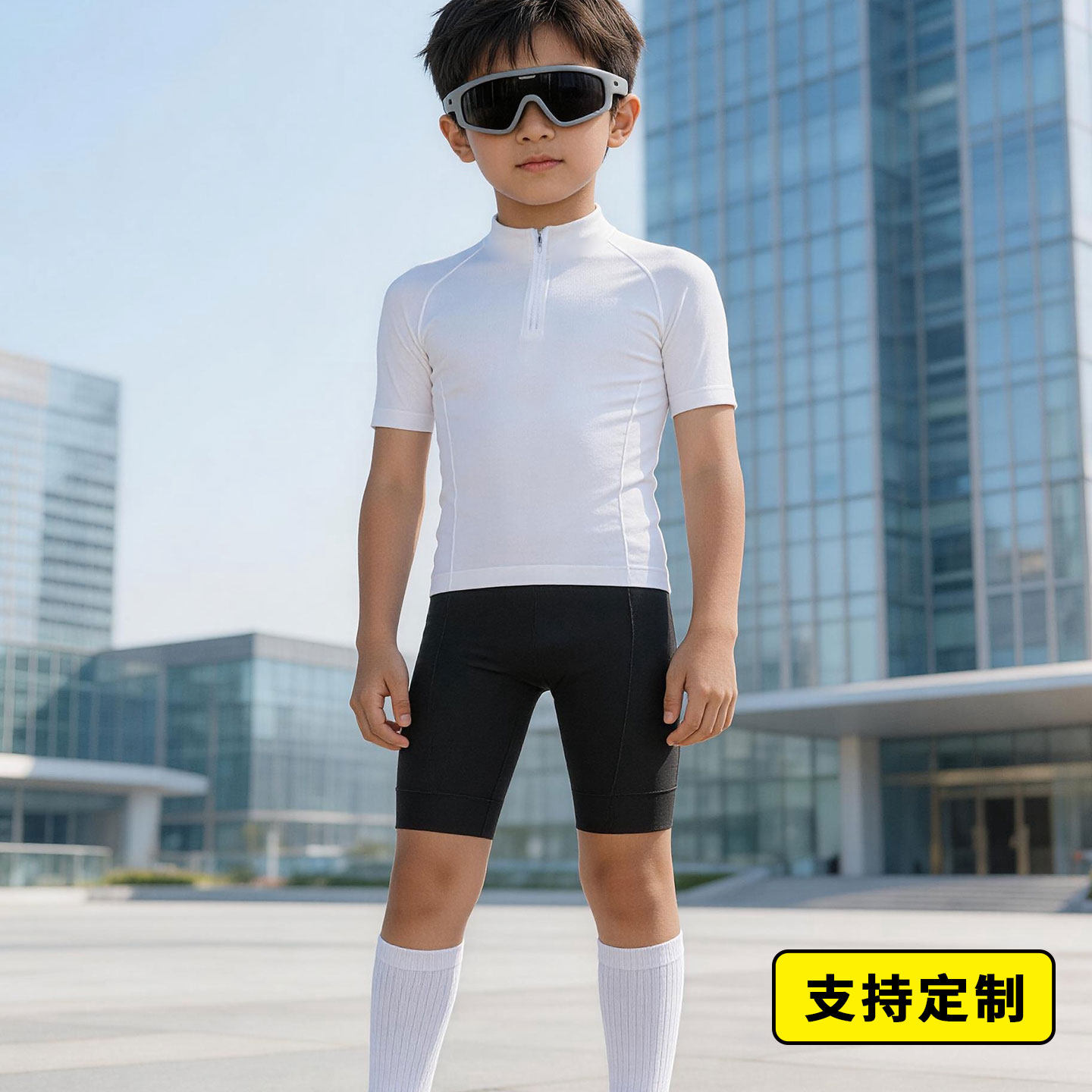 儿童骑行服短拉链平衡车短袖上衣