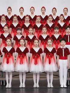 六一儿童大合唱演出服主持人表演服装小学生诗歌朗诵衣服裙子纱裙