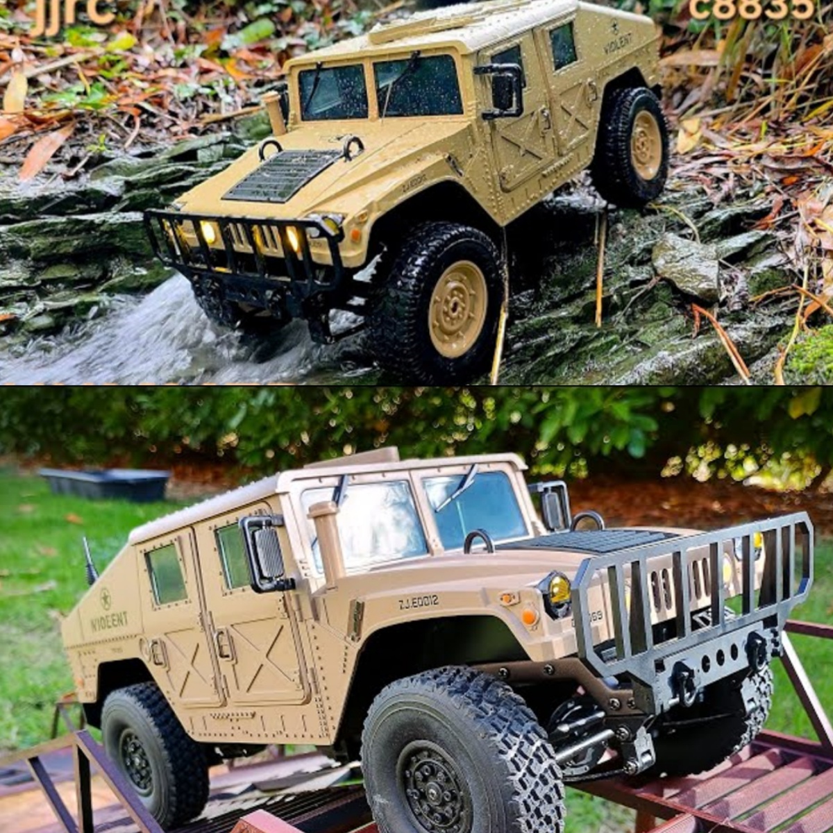 JJRCRC攀爬车四驱越野军卡模型