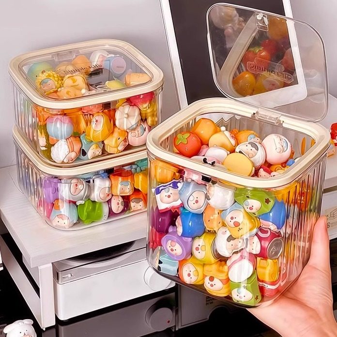 可爱小萌粒收纳盒桌面发饰首饰盒大容量透明diy迷你食玩盲盒罐子,收纳整理,首饰盒,淘宝优惠券,粉丝福利购,淘宝优惠卷