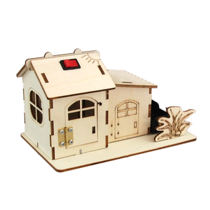 七彩灯光小屋儿童手工DIY房子模型拼插小木屋电路科学实验套装