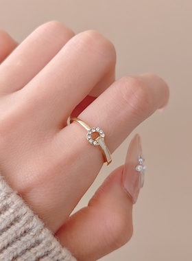 欧饰泥女合金轻奢风镶钻开口戒指