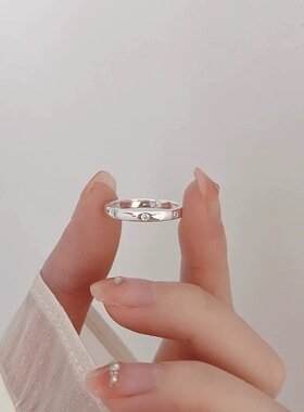欧饰泥轻奢银色几何可调节女戒
