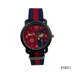 名侦探柯南儿童手表可爱卡通时尚学生表男孩石英电子表帆布带腕表