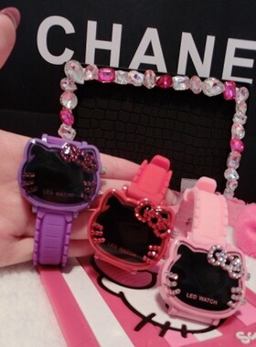 儿童KT手表柔软硅胶表带LED腕表 可爱卡通女孩学生少女心电子手表