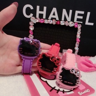 儿童KT手表柔软硅胶表带LED腕表 可爱卡通女孩学生少女心电子手表