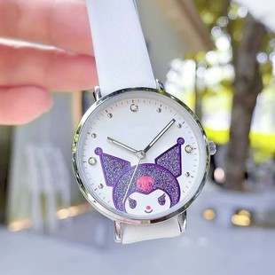 新款儿童手表库洛米闪粉镶钻腕表女孩可爱萌卡通动漫指针式石英表