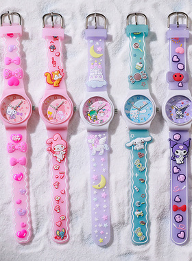 可爱卡通儿童手表果冻硅胶玉桂狗中小学生腕表石英表萌男女孩礼物