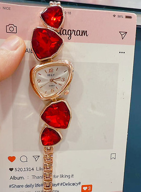 ELY跨境爆款不规则大钻百搭女士手表轻奢小众彩色镶钻异形手链表