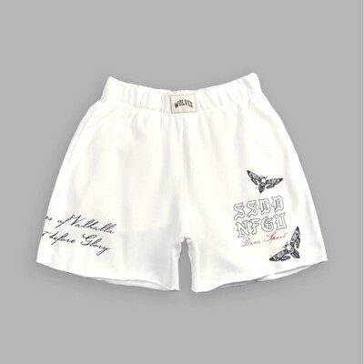 四分运动短裤男士棉质狼头印花
