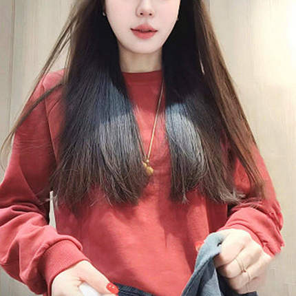 欧货十三行女装纯色圆领宽松长袖T恤卫衣圈棉时尚百搭显瘦上衣潮