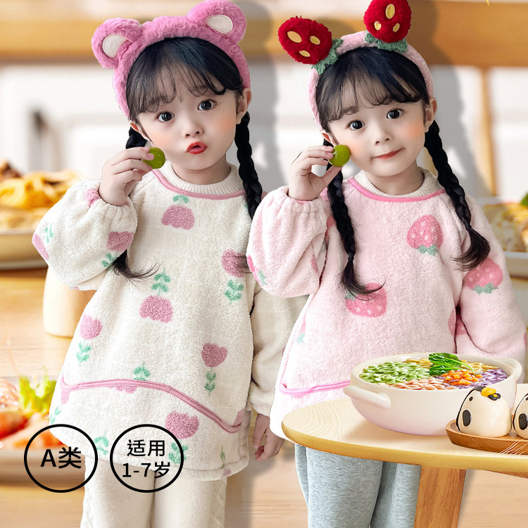 儿童保暖罩衣宝宝防水围衣女加厚防脏反穿衣男绒款围兜秋冬季围裙,童装/婴儿装/亲子装,反穿衣/罩衣,淘宝优惠券,粉丝福利购,淘宝优惠卷