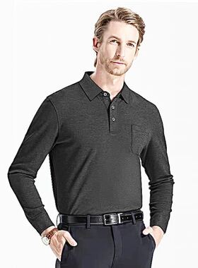 加长款长袖修身士翻领高端轻奢潮牌装T恤士款出口