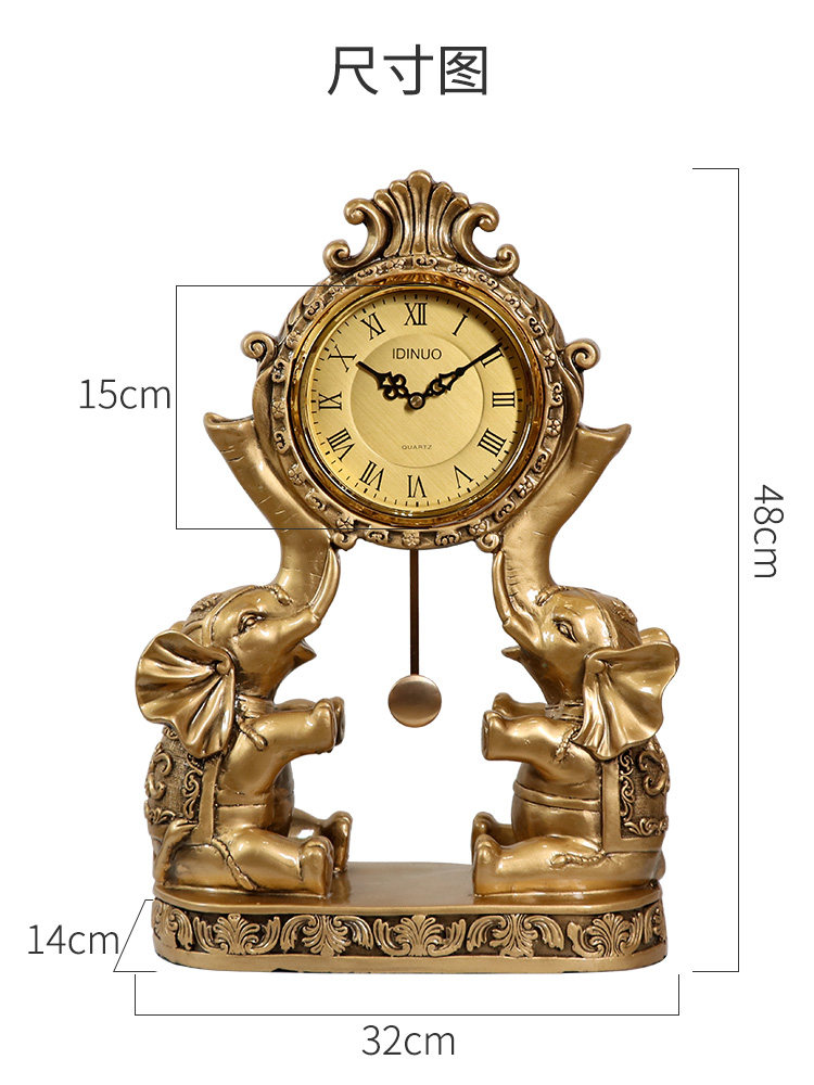 PENDULUM CLOCK TABLE TABLE TABLE ELEPHANT SEAT CLOCK ORNAMENT IMPORTED HOUSEHOLD LIVING ROOM VINTAGE MECHANICAL FLIP CLOCK OLD-FASHIONED