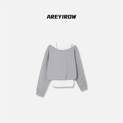 【】设计师款露肩层次感假两件卫衣 H07026WT251