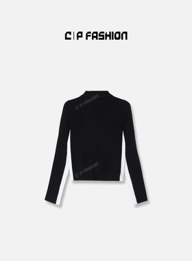 【Wang.小宁】AR拼色小翻领毛衣C08235MY243