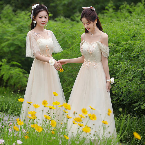 仙气质显瘦结婚姐妹团伴娘裙