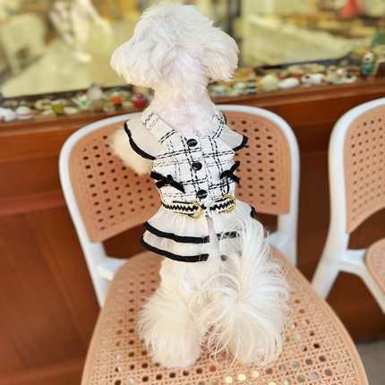 可牵引宠物名媛小香风公主裙马尔济斯约克夏比熊猫咪狗狗衣服春夏