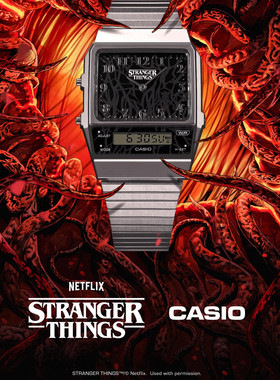 新款Casio卡西欧怪奇物语联名款限量小方块男女手表DW-5600STT-1