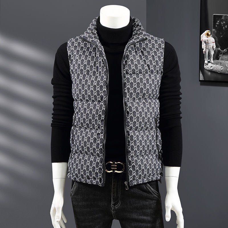 欧洲站潮牌立领羽绒棉马甲男修身背心秋冬季印花保暖坎肩大码马夹,男装,背心,淘宝优惠券,粉丝福利购,淘宝优惠卷