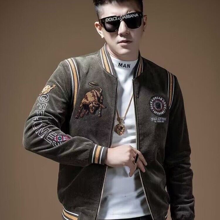 欧洲站2025春秋新款时尚印花拼接高档棒球服外套男炸街潮牌夹克男