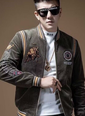 欧洲站2025春秋新款时尚印花拼接高档棒球服外套男炸街潮牌夹克男