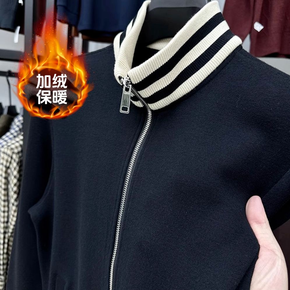 2025春季男士潮流保暖立领拉链外套百搭帅气运动户外休闲卫衣夹克