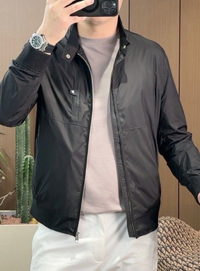 潮牌轻奢高端新款男士帅气休闲简约潮流商务百搭立领纯色夹克外套