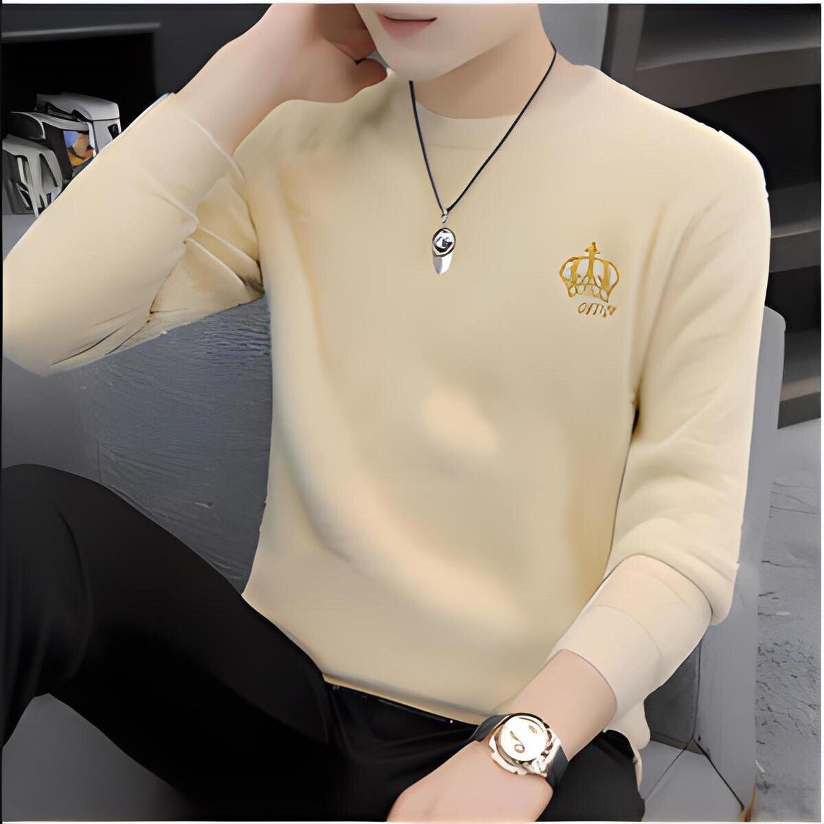 品质德绒自发热保暖内衣加绒加厚男士休闲卫衣秋冬季圆领打底衫男