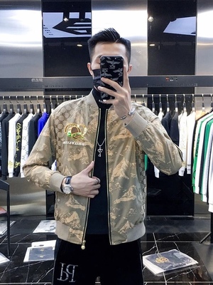 欧洲站男士刺绣痞帅休闲外套秋冬新款潮流时尚棒球服夹克高端上衣