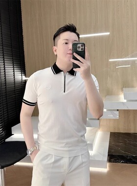 2026男士夏季新款polo翻领设计感半拉链时尚修身百搭打底上衣潮