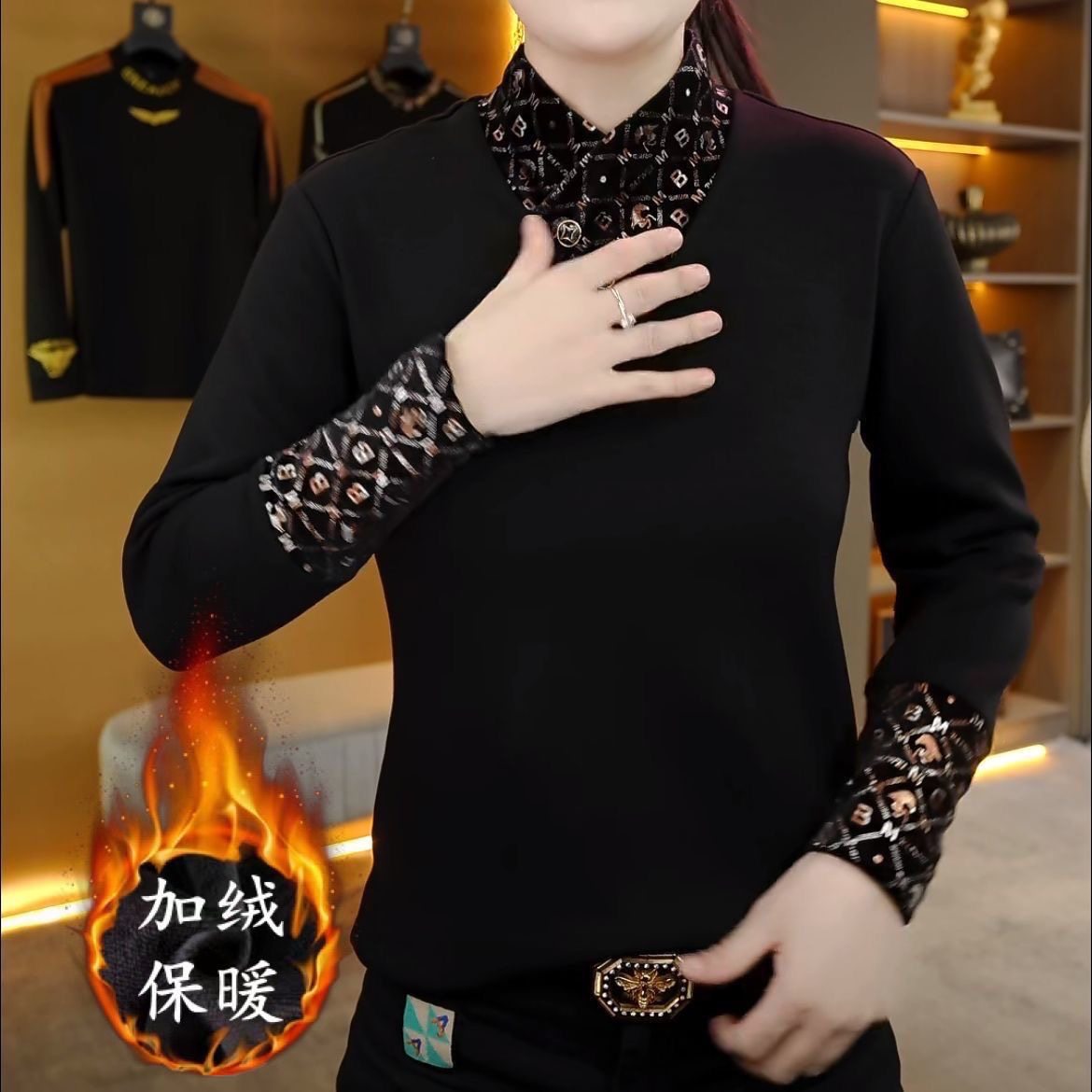 2025秋冬新款男士卫衣加绒长袖T恤潮流时尚轻奢百搭休闲保暖上衣,男装,卫衣,淘宝优惠券,粉丝福利购,淘宝优惠卷