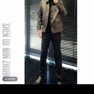 翻领皮夹克外套皮衣夹克外套潮牌 扣式 2025年新款 秋冬柔软男士