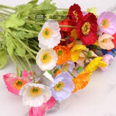 虞美人仿真花罂粟花假花婚庆插花客厅摆设装 饰拍照道具件 一份5支