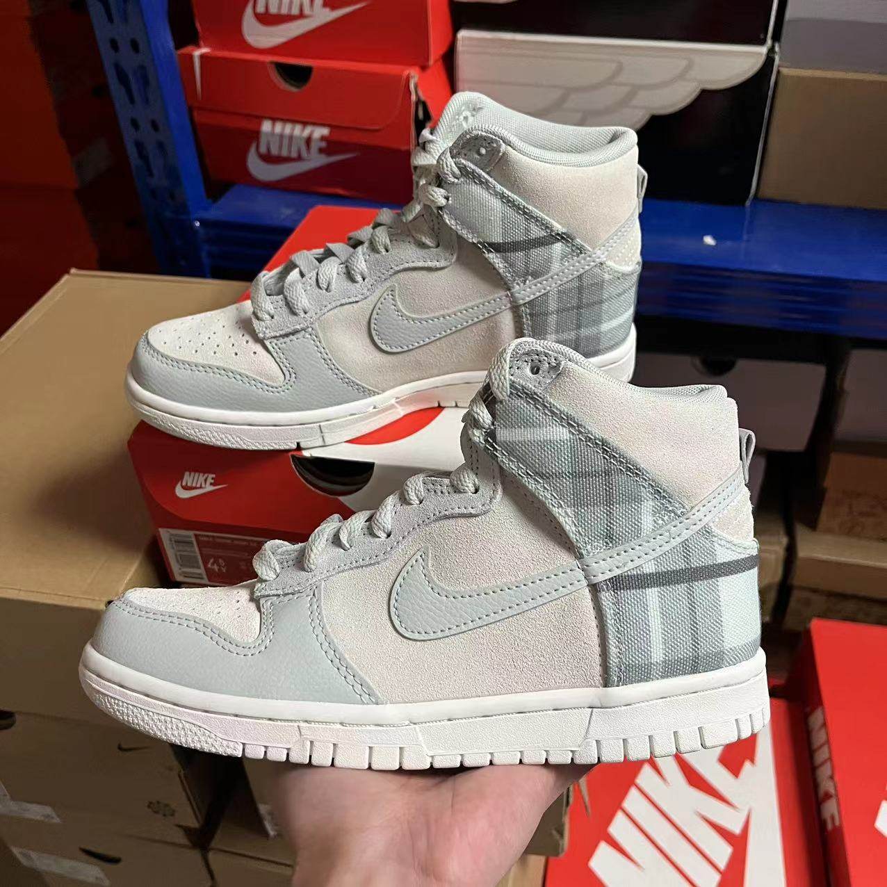 耐克 Nike Dunk High GS Plaid 绿色 高帮板鞋 DV1724-100